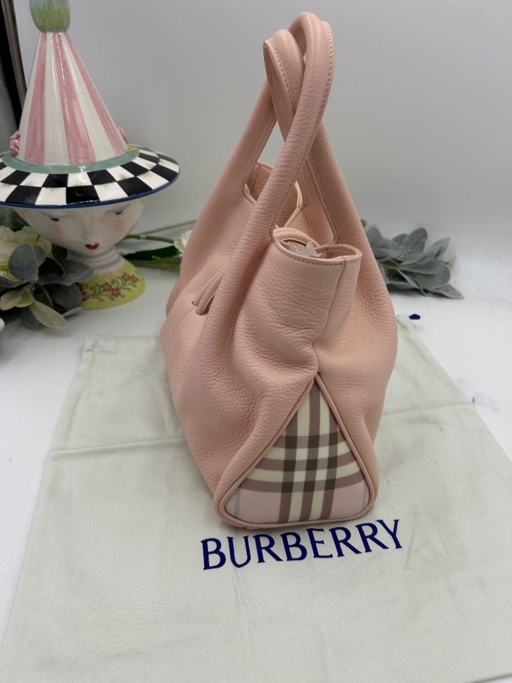 ***************Women’s Burberry London Pink Calfskin Leather Small Loop Tote Bag - Picture 6 of 15